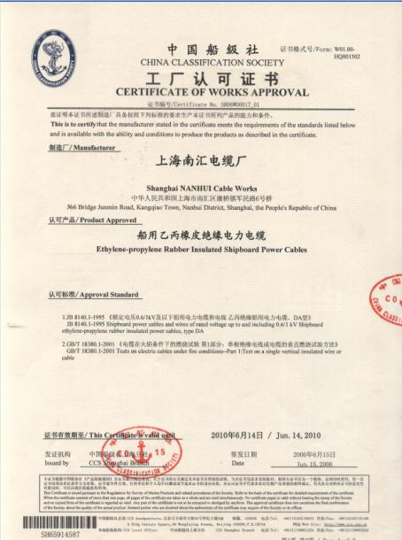 中国船级定期审核证书