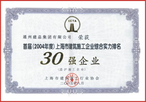 2004年度上海市建筑施工企业综合实力30强