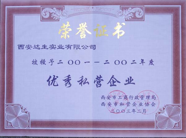 2002年度优秀私营企业