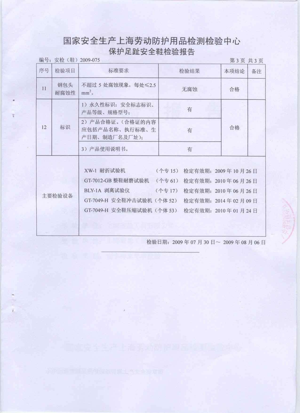 保护足指检测报告（鞋）