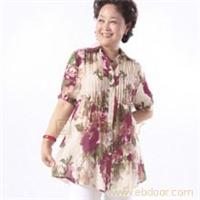 中老年 女装 妈妈装 春夏两穿高织精纺风琴褶长款衬衫04