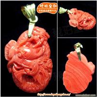 琥珀皇朝★臻品深海红珊瑚雕刻★色泽红质地温润活枝雕刻、水头足 11 