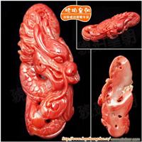 琥珀皇朝★臻品深海红珊瑚雕刻★色泽红质地温润活枝雕刻、水头足 15 