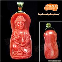琥珀皇朝★臻品深海红珊瑚雕刻★色泽红质地温润活枝雕刻、水头足 16 