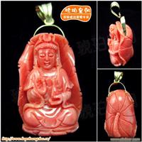 琥珀皇朝★臻品深海红珊瑚雕刻★色泽红质地温润活枝雕刻、水头足 18 