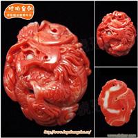 琥珀皇朝★臻品深海红珊瑚雕刻★色泽红质地温润活枝雕刻、水头足 19 