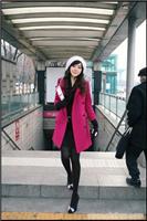 2010秋冬款风靡韩国双排扣大翻领韩版修身毛呢大衣