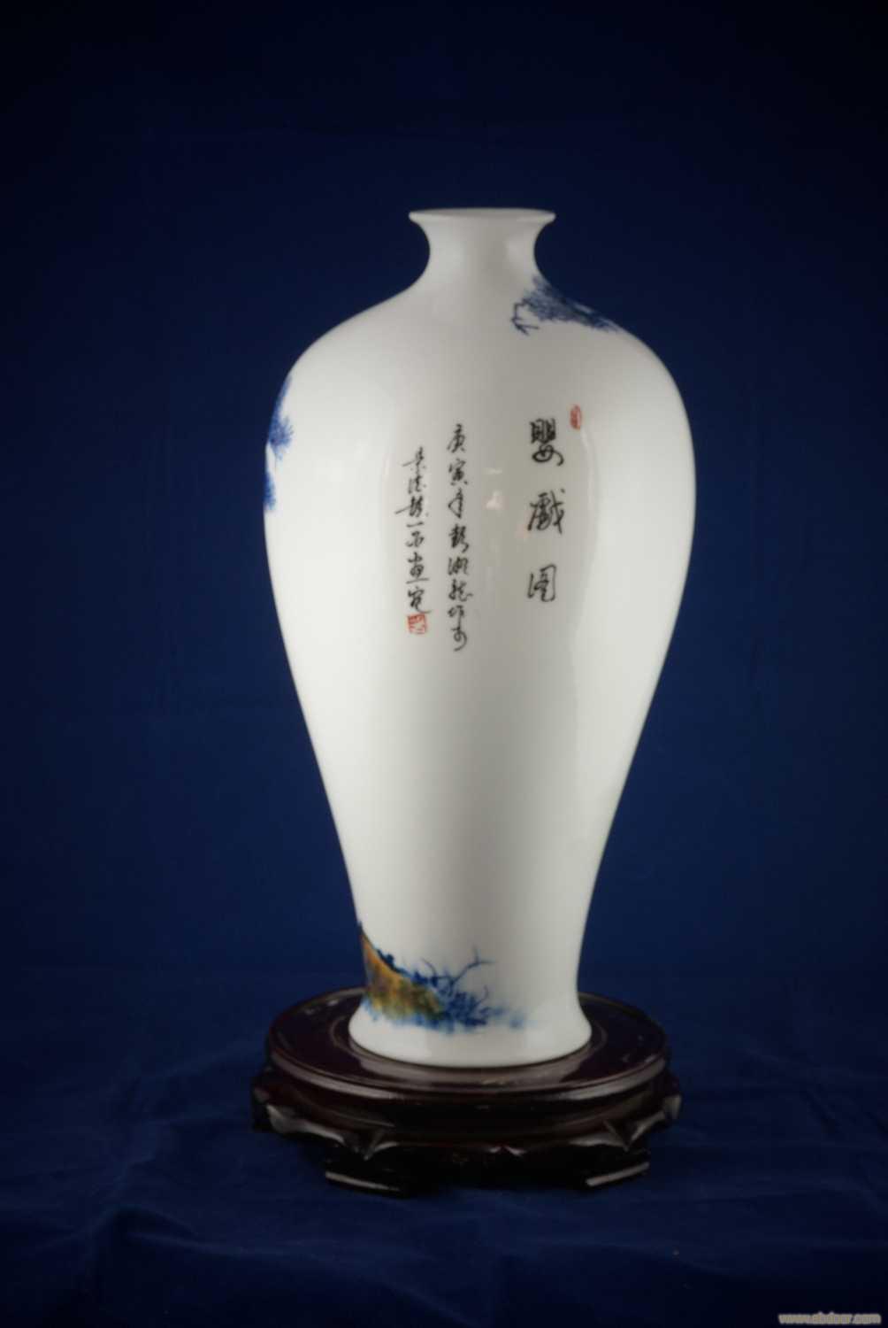 手绘150件高青花斗彩松树婴戏图（附收藏证书）