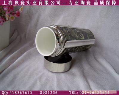贝壳纹骨瓷保温杯-上海骨瓷内胆杯-内胆陶瓷不锈钢专卖