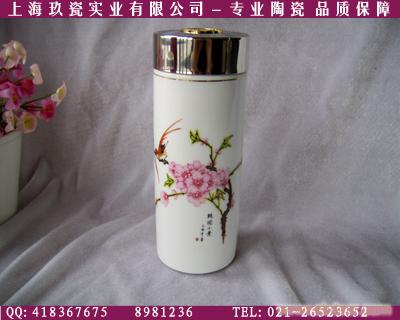 喜鹊双层骨瓷保温杯专卖-上海礼品杯定做-双层陶瓷