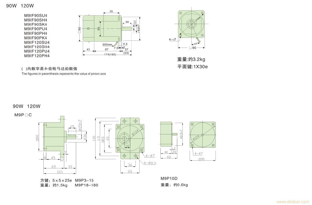 90W电机 90W减速机 M9IF90PH4TU/M9P5C