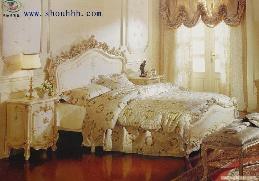 上海欧式家具，白色乡村，白色酒柜，书柜，欧式床