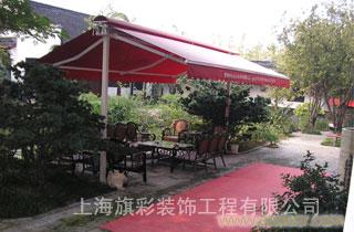 上海旗彩供应电动，手动曲臂式伸缩遮阳篷，一款多用遮阳档雨遮阳篷