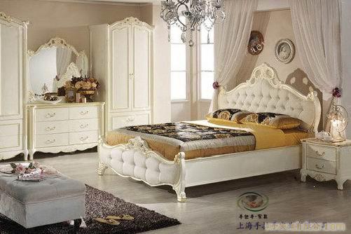 上海欧式家具，白色欧式床，白色卧室成套家具