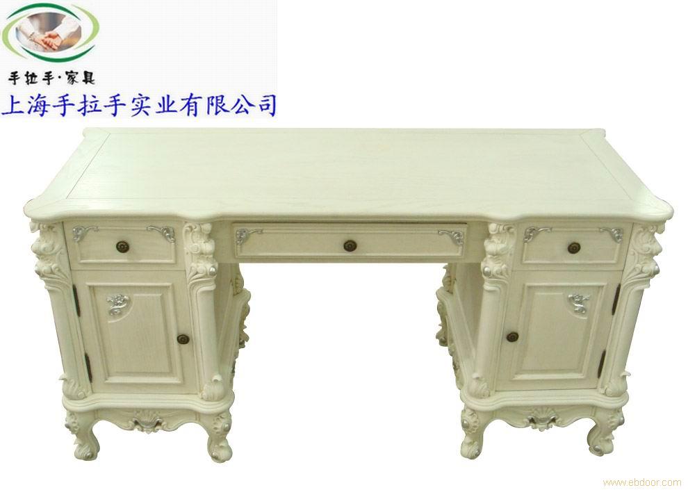 上海欧式家具，板式家具，白色乡村，白色四门衣柜，书房