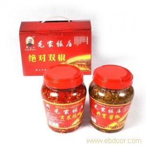 湖南特产 礼盒 双椒 毛家饭店 食品 礼物 贡菜脆椒和开胃酱椒