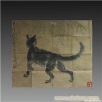 古董拍卖-悲鸿款猫蝶图画心