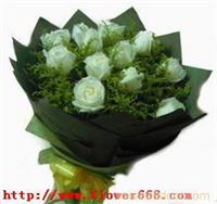 白玫瑰11枝、爱你-海鲜花网-上海鲜花速递-上海实体鲜花店