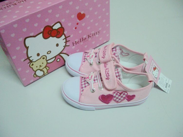 HELLO KITTY 新品帆布鞋3140白色和粉色�