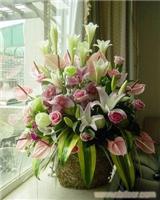 粉色红掌百合花篮-上海鲜花网 上海花店