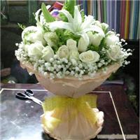 白玫瑰21枝百合1枝--上海市虹口区四川北路鲜花店
