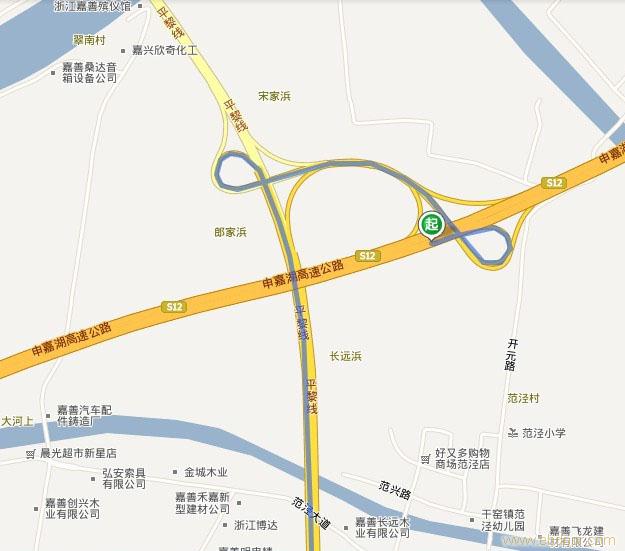 嘉胜木业公司申嘉湖高速「西塘出口」路线