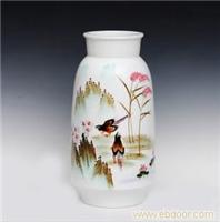 上海景德镇陶瓷粉彩瓶专卖店 粉彩山水花鸟陶瓷花瓶