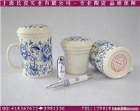 上海专卖青花瓷杯|青花瓷笔两件套,可定制加工LOGO,适合纪念商务礼品