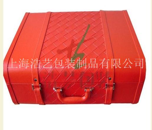 菱形方格皮箱 家纺皮盒订做 手提箱包 上海包装盒厂家