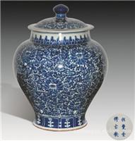 青花缠枝花卉纹将军罐_上海专业瓷器鉴定