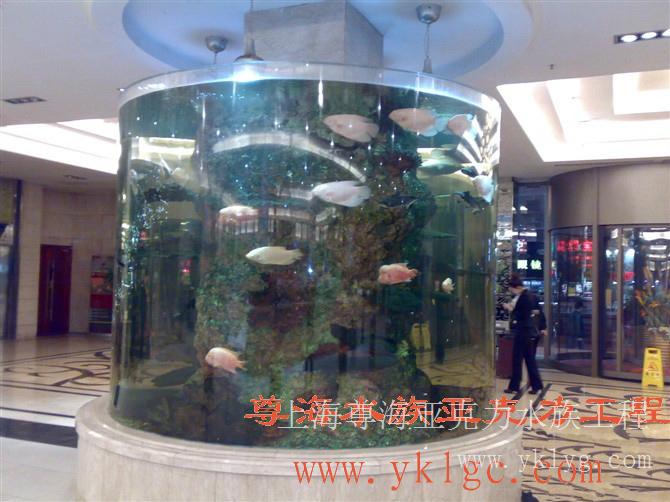 大型鱼缸工程|大型酒店鱼缸|亚克力圆柱型鱼缸|鱼缸订做