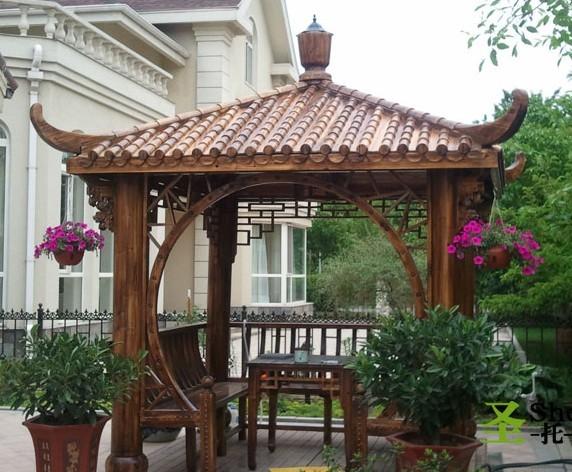 给上海耀鑫景观园艺有限公司承接防腐木花架制