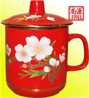 中国红陶瓷杯订购 商务办公杯专卖 上海红瓷订购 