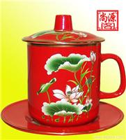 中国红陶瓷杯批发 商务办公礼品杯 上海陶瓷杯 