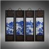 青花山水人物纹挂屏四件一组-上海古董鉴定机构