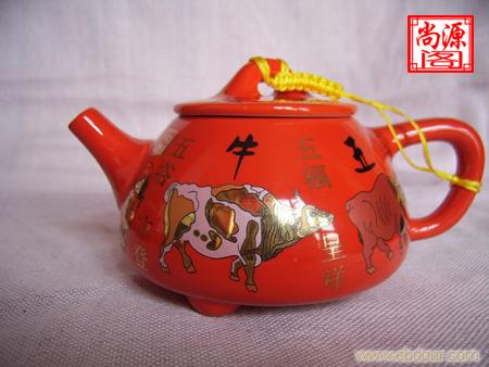 中国红陶瓷茶具 五牛茶具 精品工夫茶具