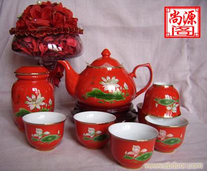 精美陶瓷茶具 中国红瓷茶具 陶瓷茶具礼品 上海茶具