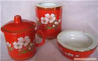 中国红陶瓷三件套、办公礼品、商务礼品 