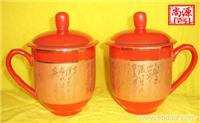 中国红陶瓷对杯 陶瓷商务杯 上海中国红陶瓷杯专卖