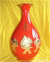 中国红花瓶、收藏版、中国红陶瓷茶具 