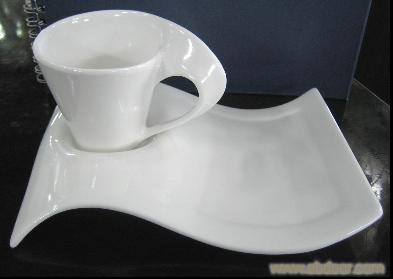 供应全白色强化瓷咖啡杯碟�