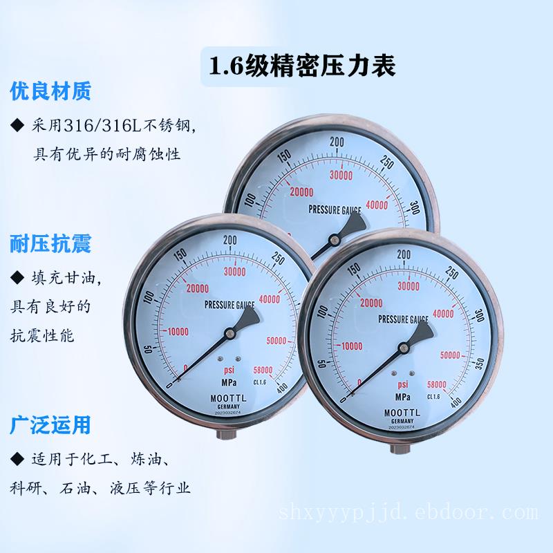 【超高压压力表】德国进口MOOTTL系列高压不锈钢压力表、耐震压力仪表
