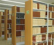双柱双面钢木组合书架