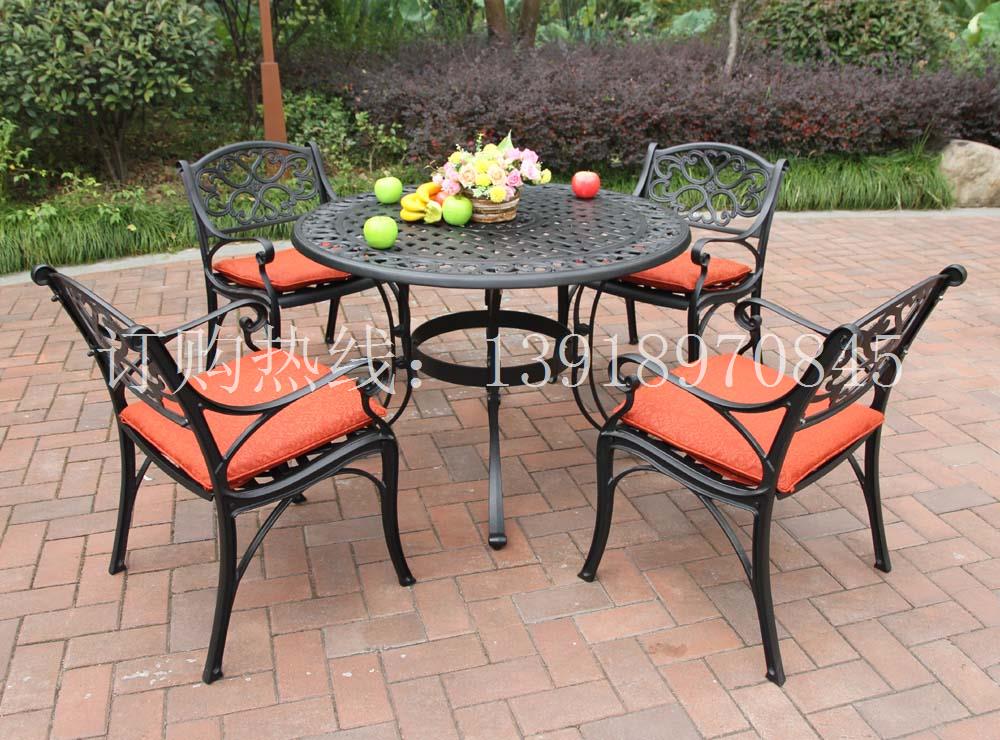 户外桌椅五件套装休闲铁艺铸铝花园阳台桌椅别墅庭院桌椅组合家具