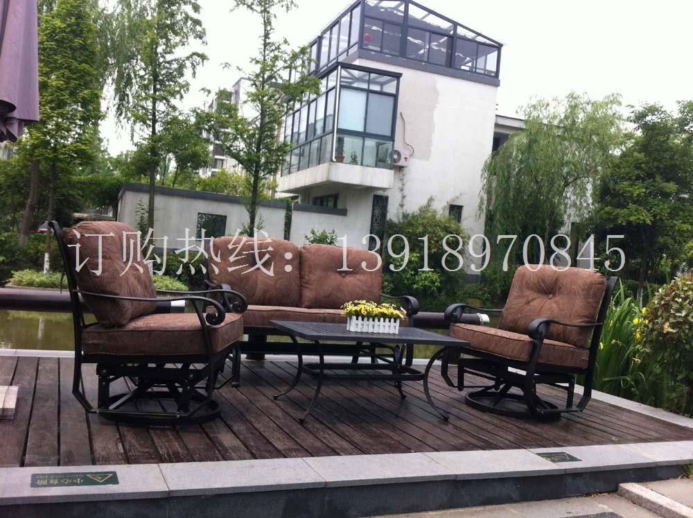 别墅庭院花园海景铸铝户外家具沙发三人位摇椅组合套装