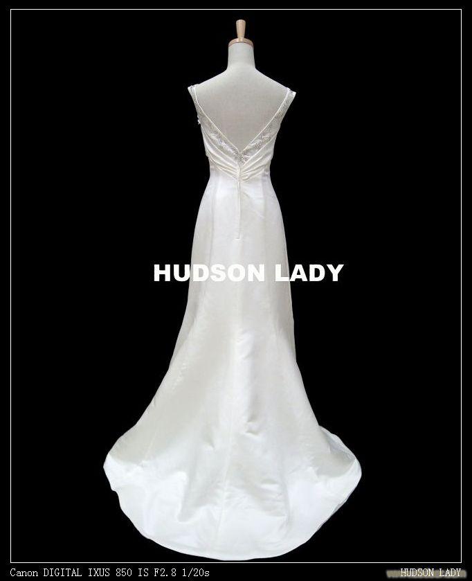 上海定做出口婚纱礼服价格-肩带亮钻后V领可脱卸鱼尾-KL0170-1X�