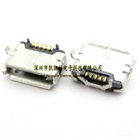 MICRO 5P母座 牛角 卧式插板 脚长2.0mm镀锡卷边加长针