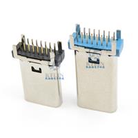 TYPE-C 16p母座 180度直插H=15.0mm 并排脚 typec四脚插板 蓝胶芯