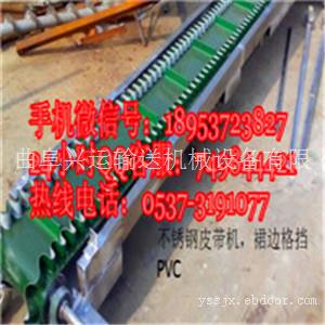 多用途爬坡装车输送机 pvc裙边格挡式平板皮带机