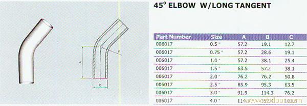 45°ELBOW W/LONG TANGENT�